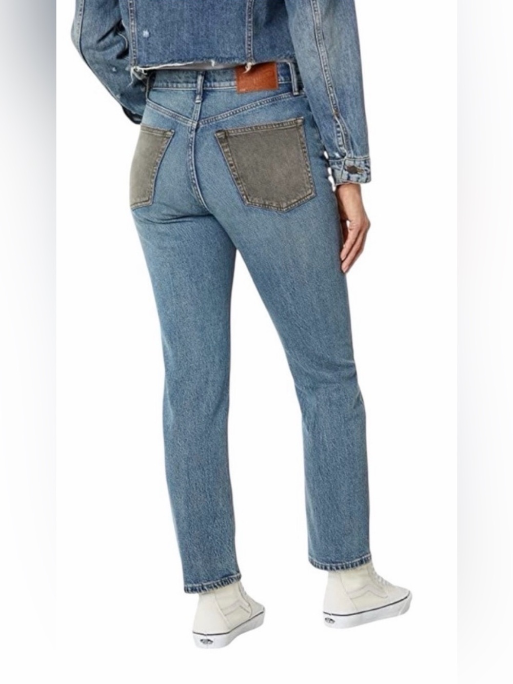 LUCKY BRAND Lucky Legend Two-Tone 90s High Rise Straight Blue Jeans Grey Pockets